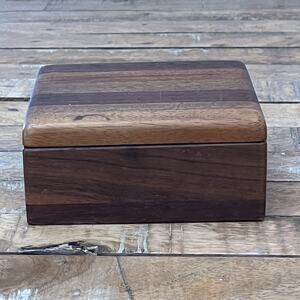 Handcrafted Wooden Trinket Box 5.5" Striped Pattern